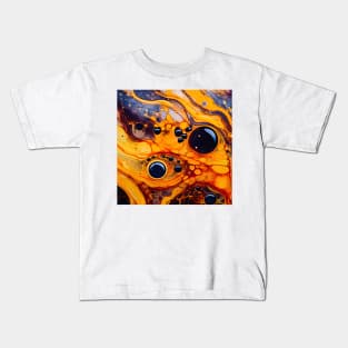 Golden Fluid Art Abstract Kids T-Shirt